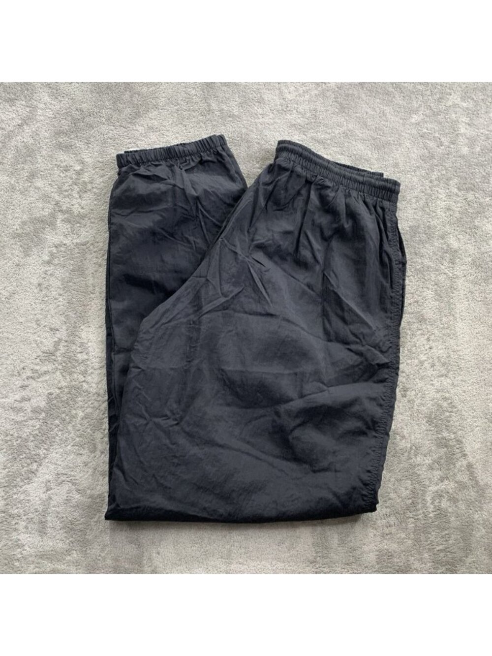 Vintage Nike Track Pants Mens Large Black Windbreaker Lined Cuffed White Tag Gym